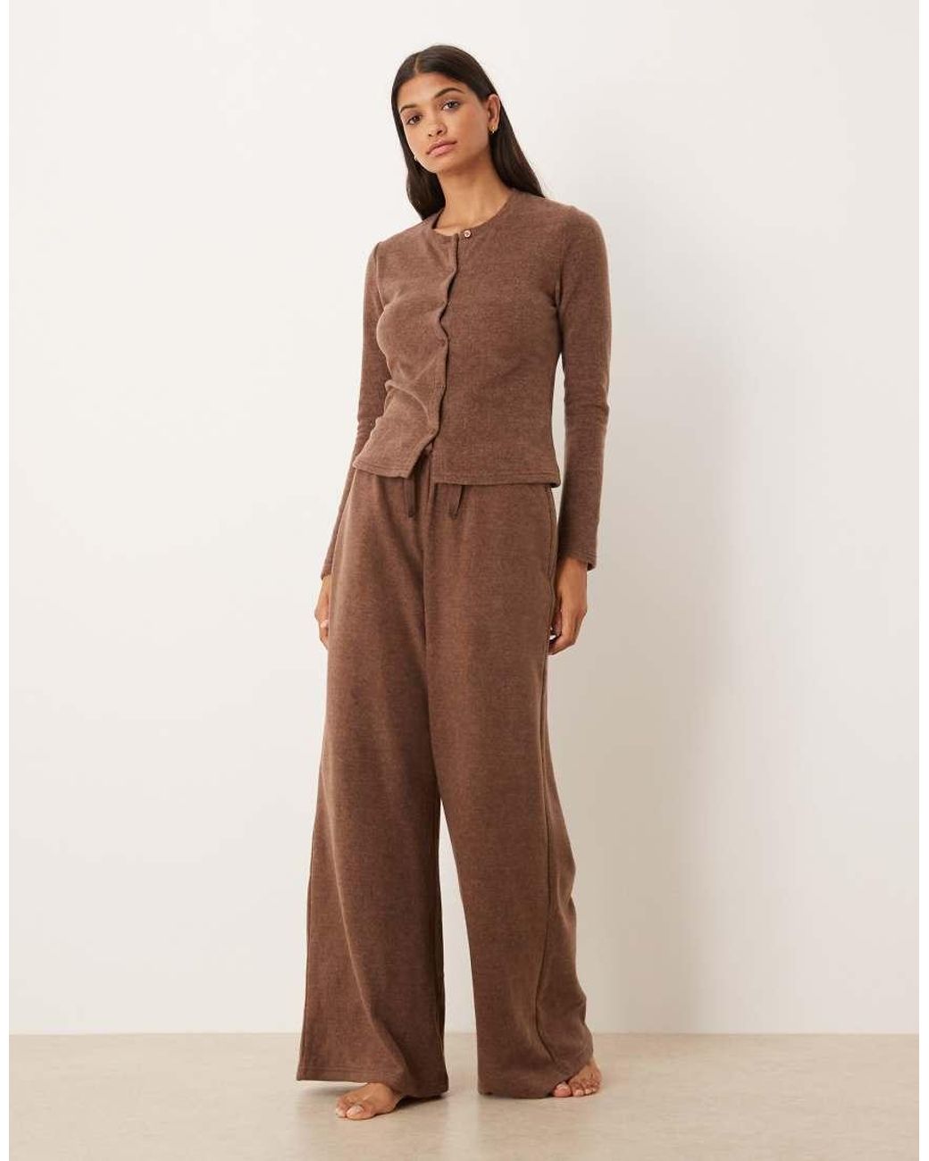 ASOS Brown Mix & Match Fleece Lightweight Fleece Cardigan