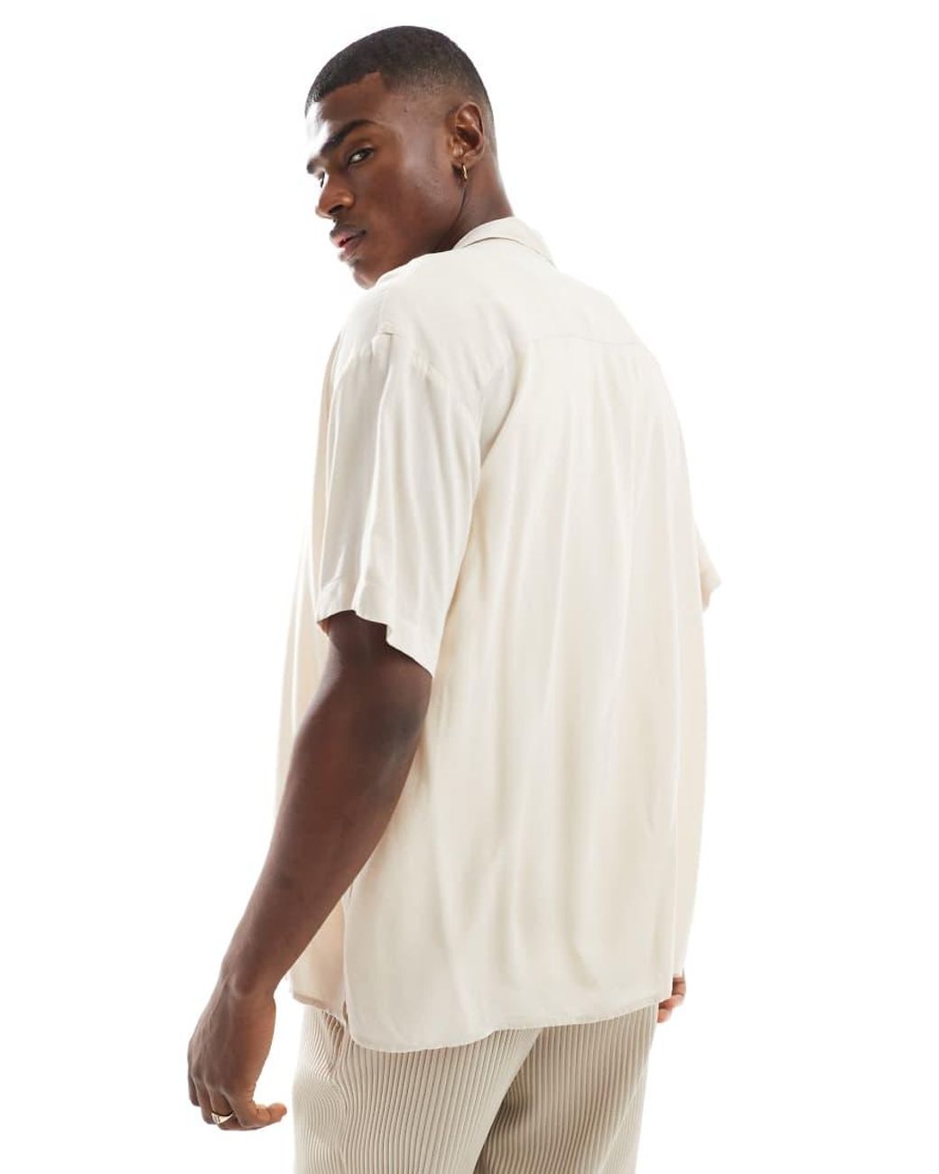 Jack & Jones Natural Revere Collar Short Sleeve Shirt for men