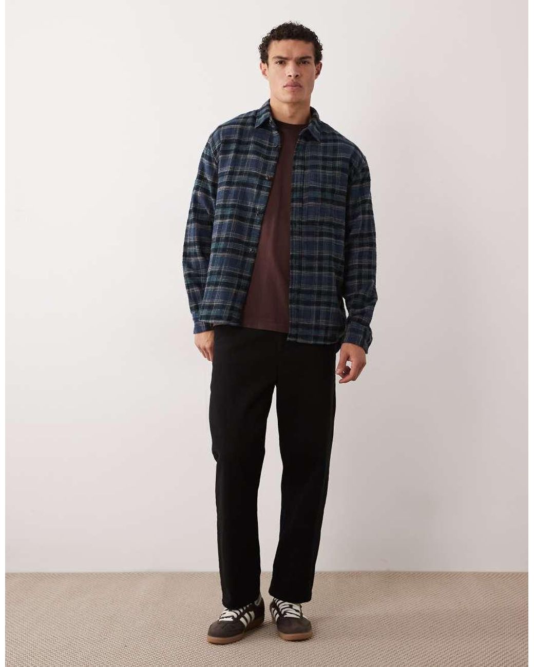 Abercrombie & Fitch Blue Long Sleeve Flannel Shirt for men