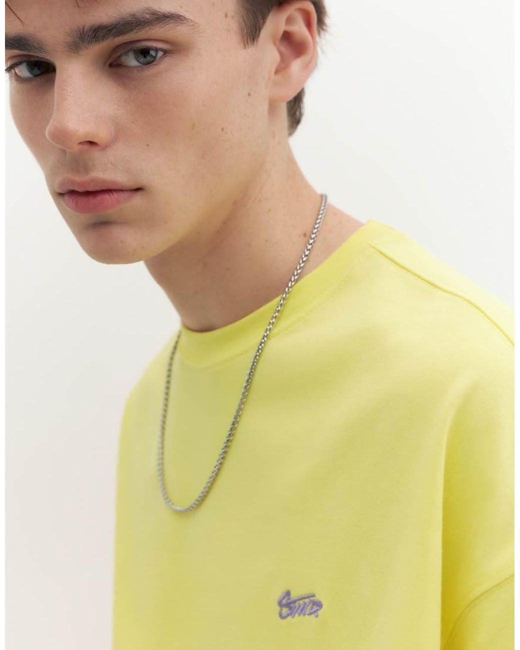 Pull&Bear Yellow Stwd Logo Boxy T-shirt for men