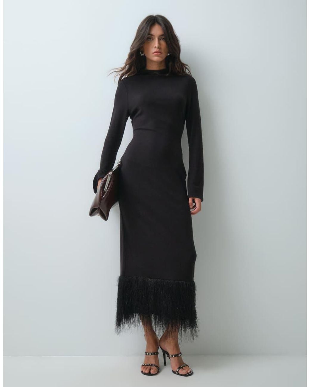 ASOS Black Supersoft Fluffy Midi Dress