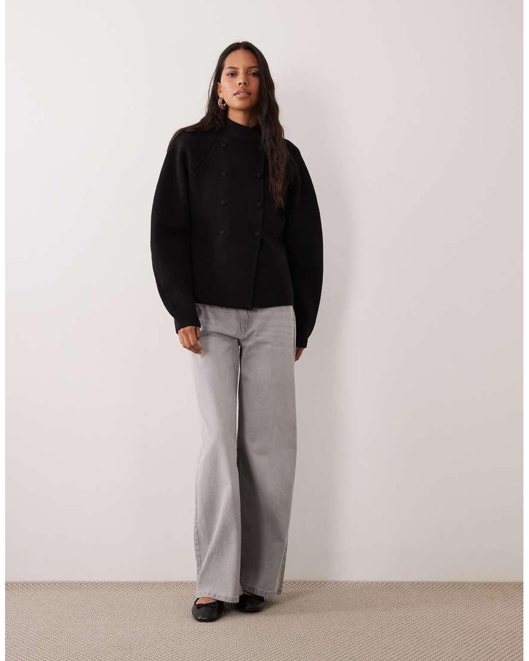 ASOS Black Moulded Banana Mandarin Collar Sleeve Cardigan
