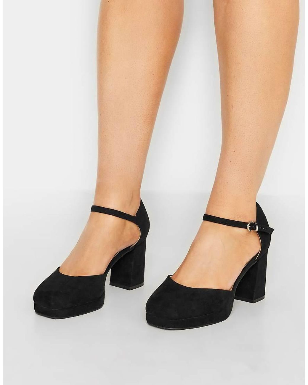 Yours Clothing Black Platform Court Shoes