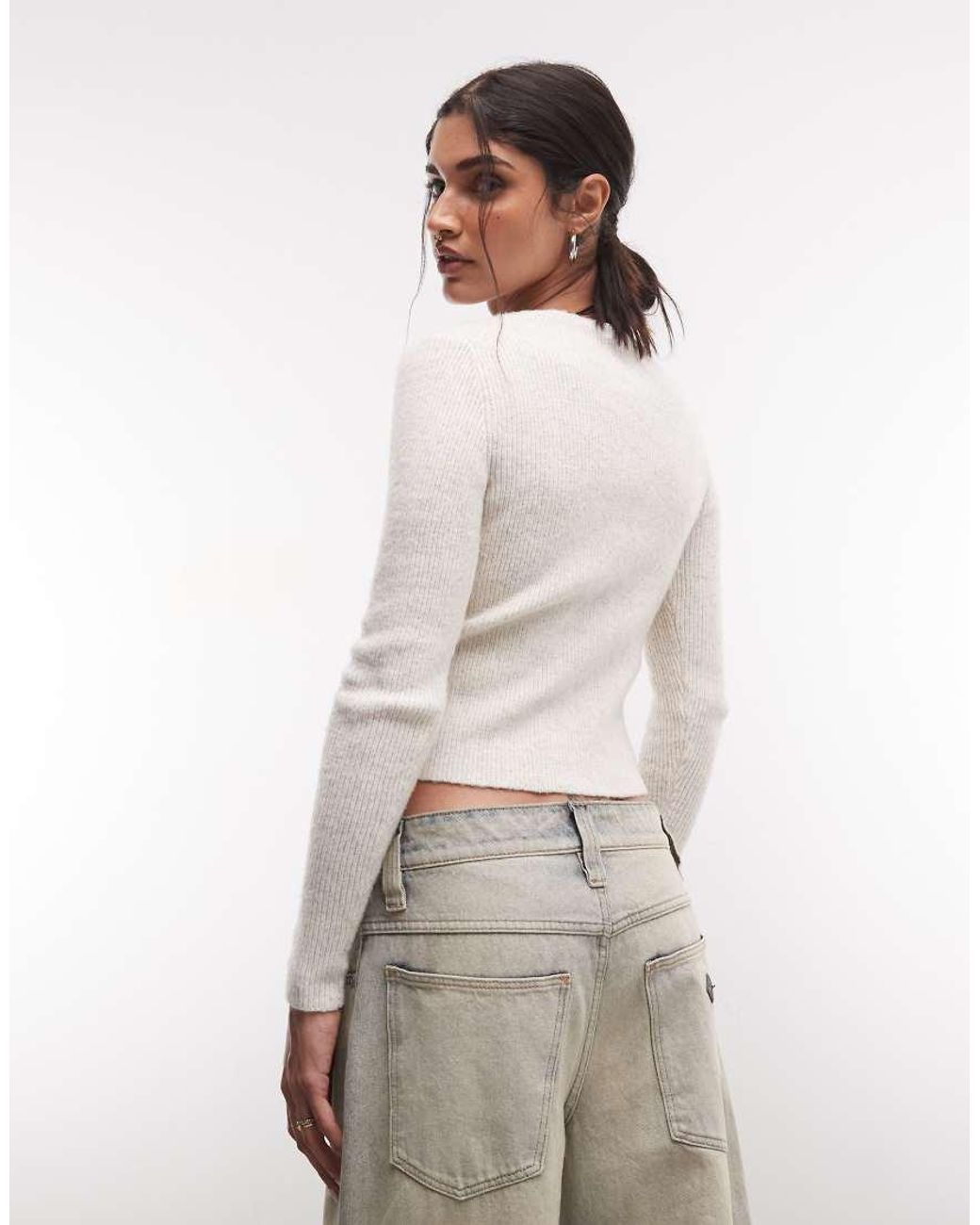 Monki White Knitted Compact Cardigan