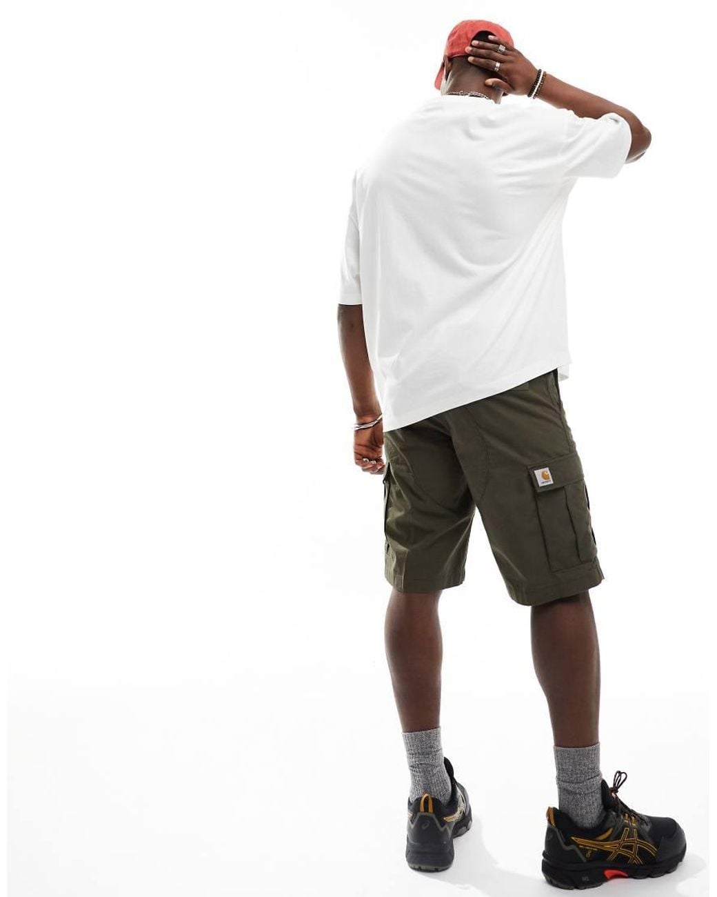 Carhartt White Aviation Slim Cargo Shorts for men