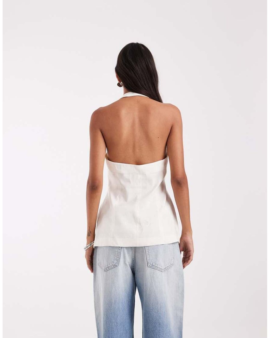 ASOS White High Neck Modal Waistcoat