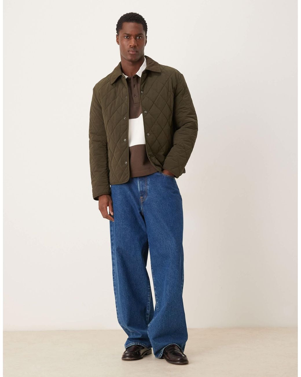 Mango Brown Quilted Jacket for men
