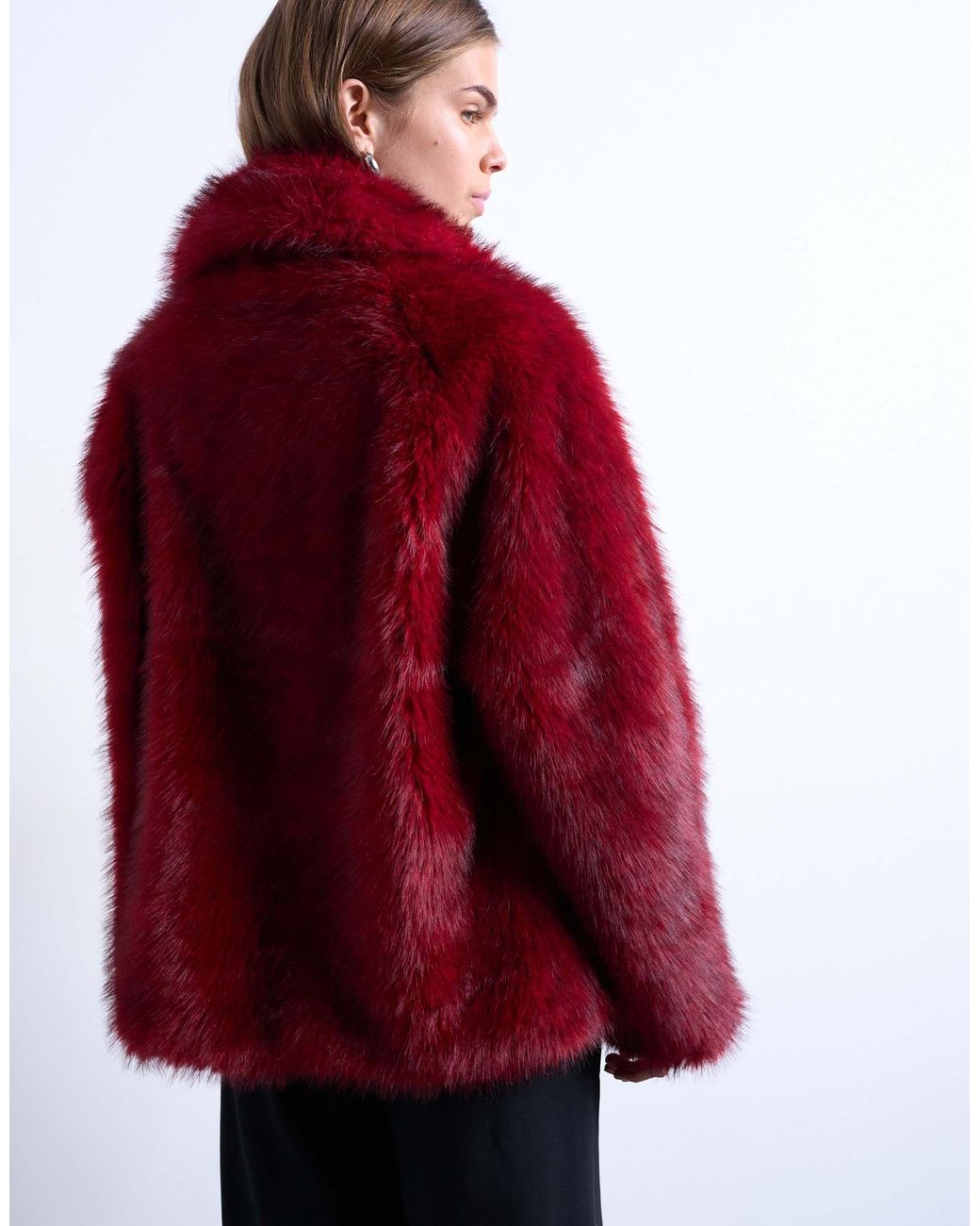 TOPSHOP Red – kurz geschnittene jacke aus kunstpelz