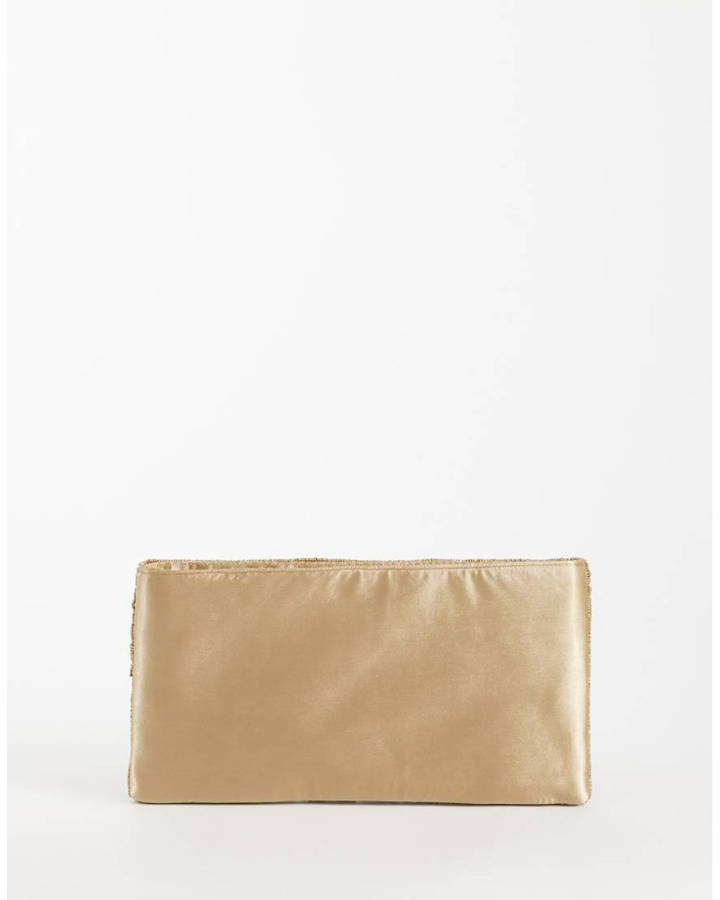 ASOS Brown Embellished Beaded Fringe Zip Top Clutch
