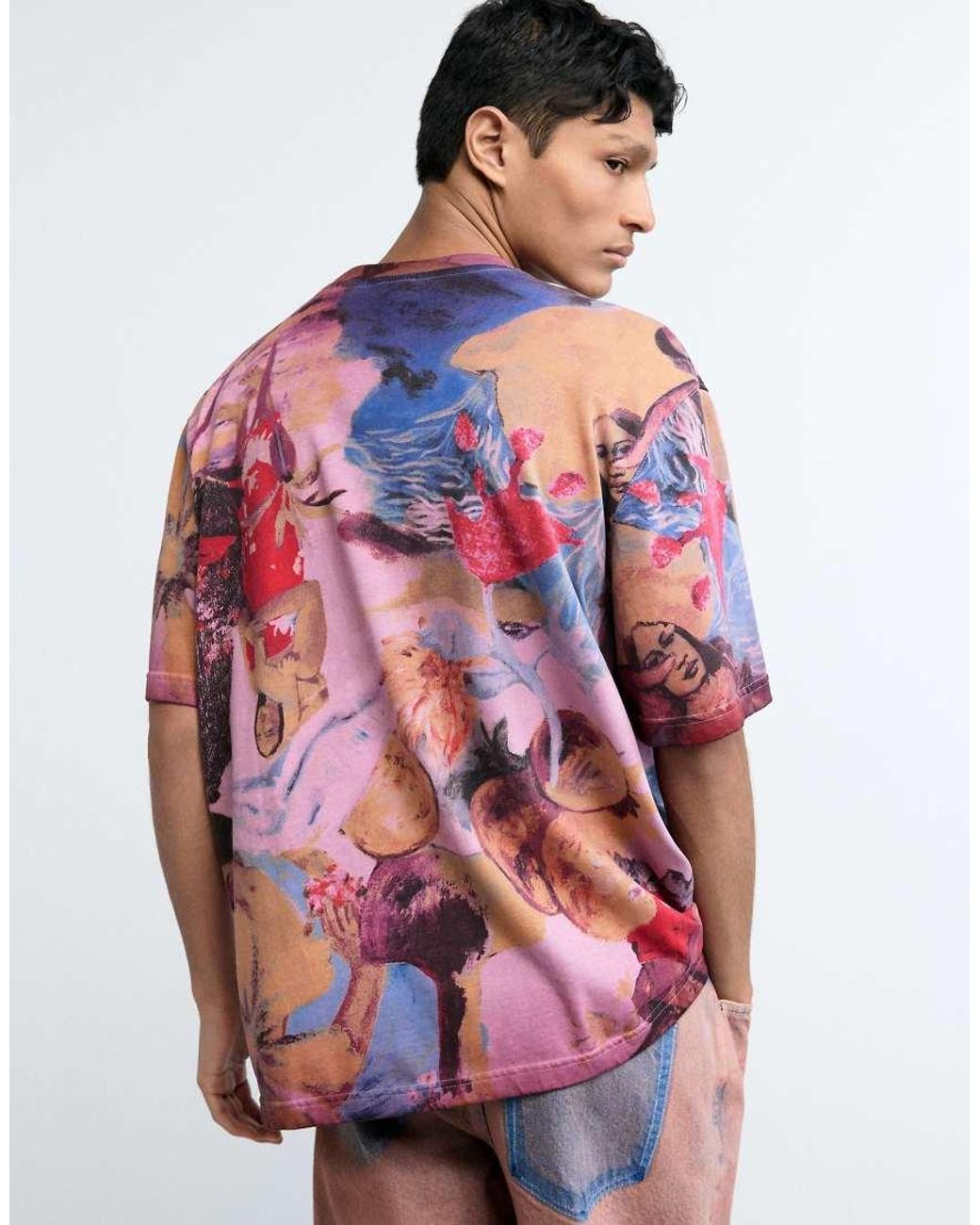 Desigual Red Floral Printed T-Shirt for men