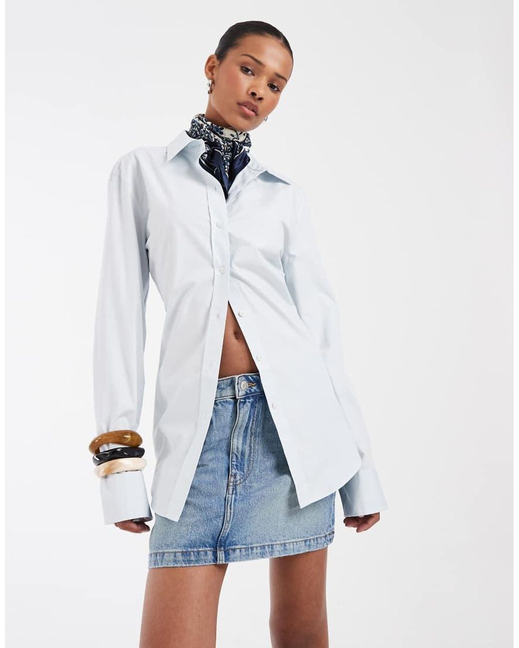 & Other Stories White Pure Cotton Poplin Shirt With Back Tie Detail