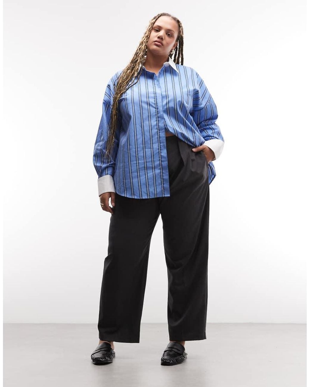 ASOS Blue Asos Design Curve Contrast Collar Shirt
