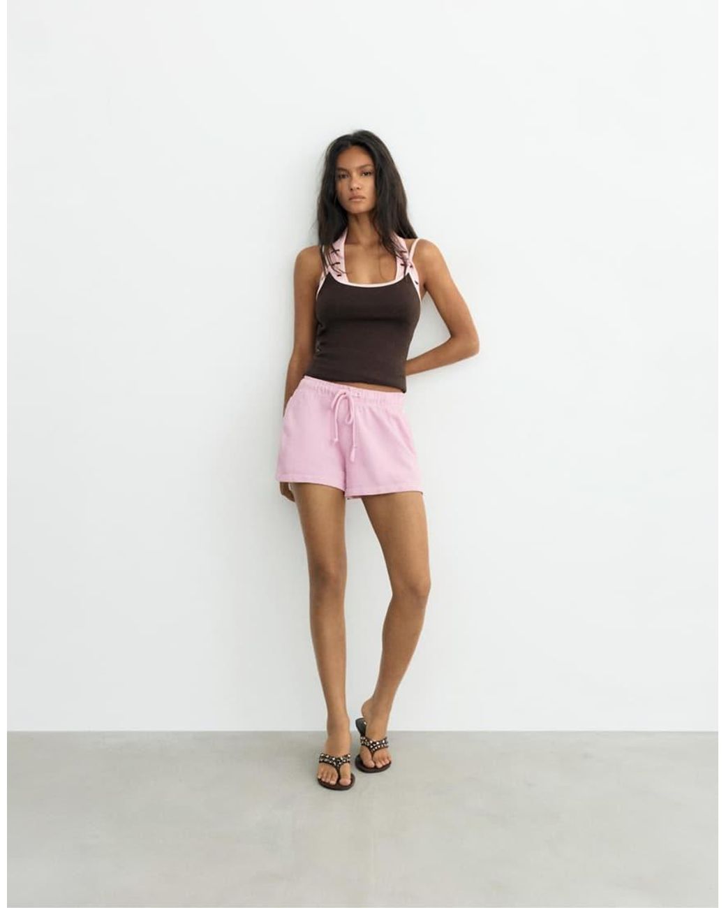 Pull&Bear Pink Sports Shorts With Elastic Waist