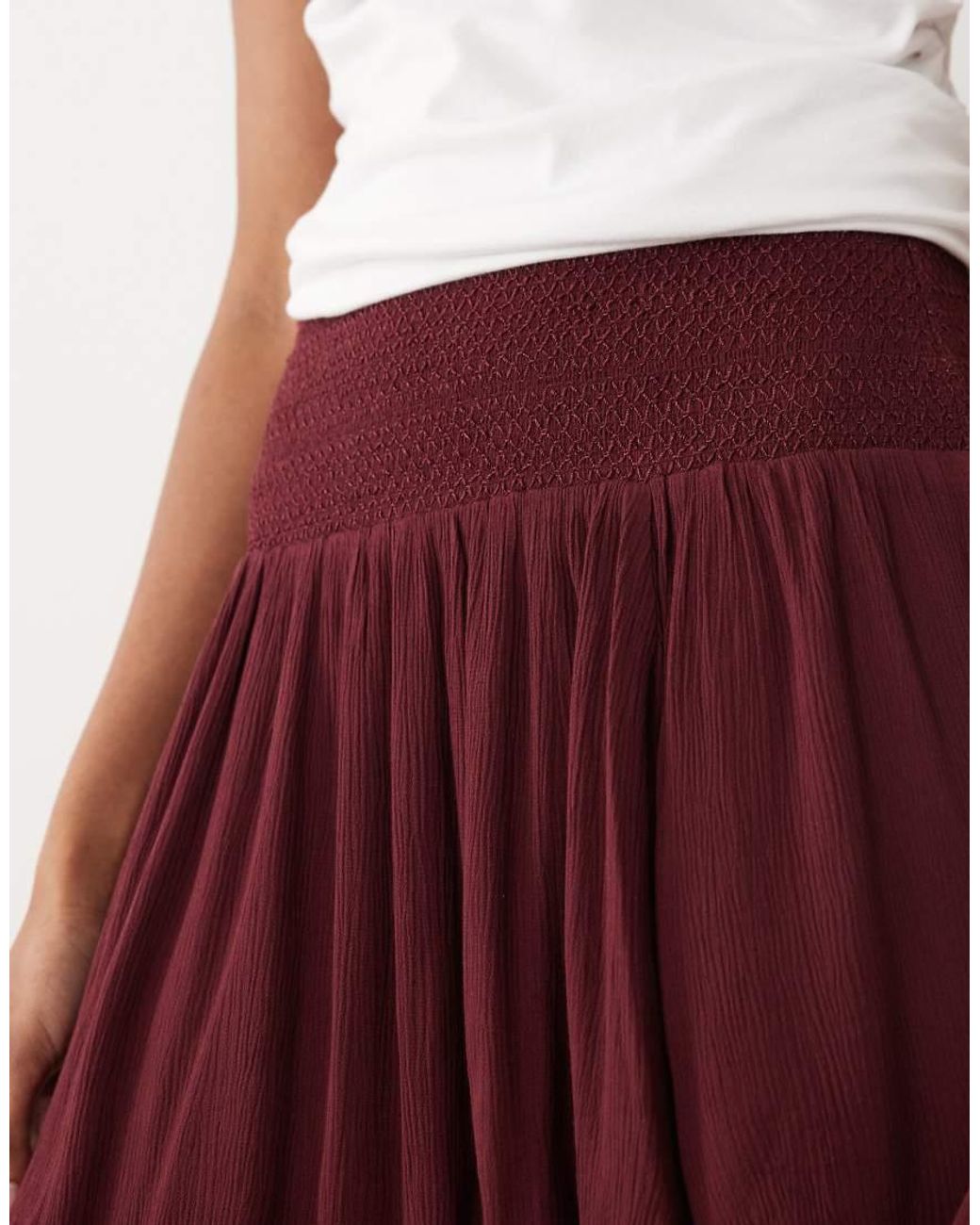Miss Selfridge White Shirred Waist Hanky Hem Mini Skirt