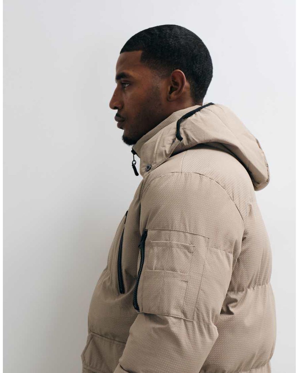 Brave Soul Blue Padded Jacket With Detachable Hood for men