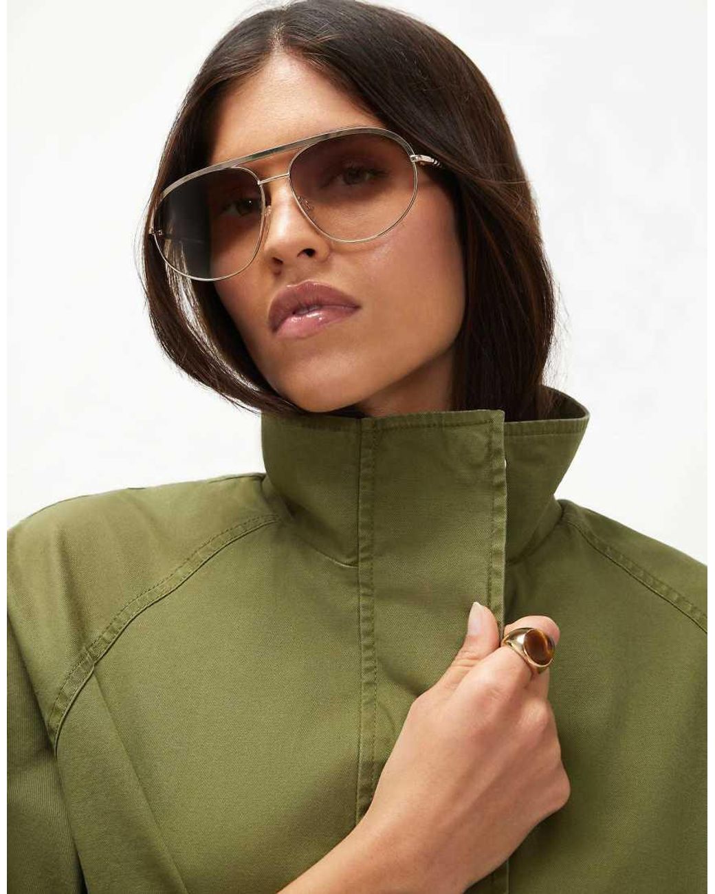 River Island Green Drop Hem Drawstring Utility Jacket