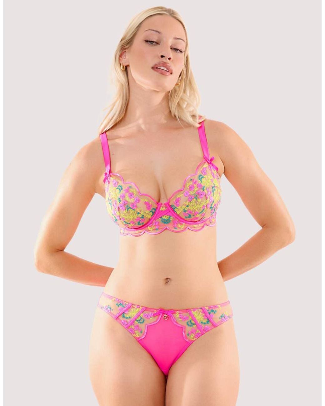 Playful Promises Pink Thea Neon Baroque Embroidery Brief