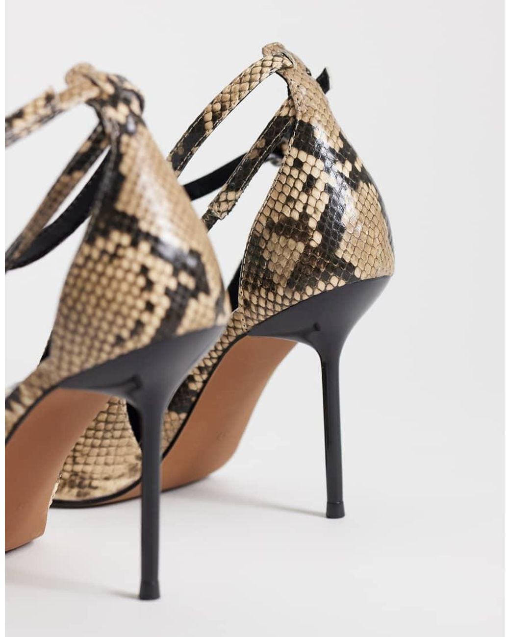 Asos Design Wide Fit White Progress Pattern Work Stiletto Court Shoes