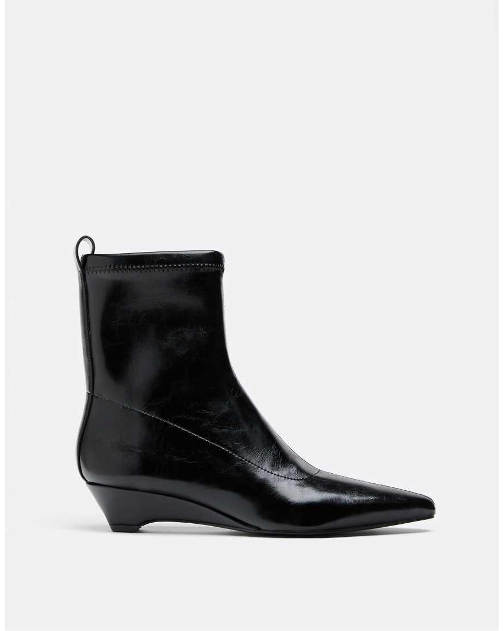 Stradivarius Black Wedge Heel Ankle Boots