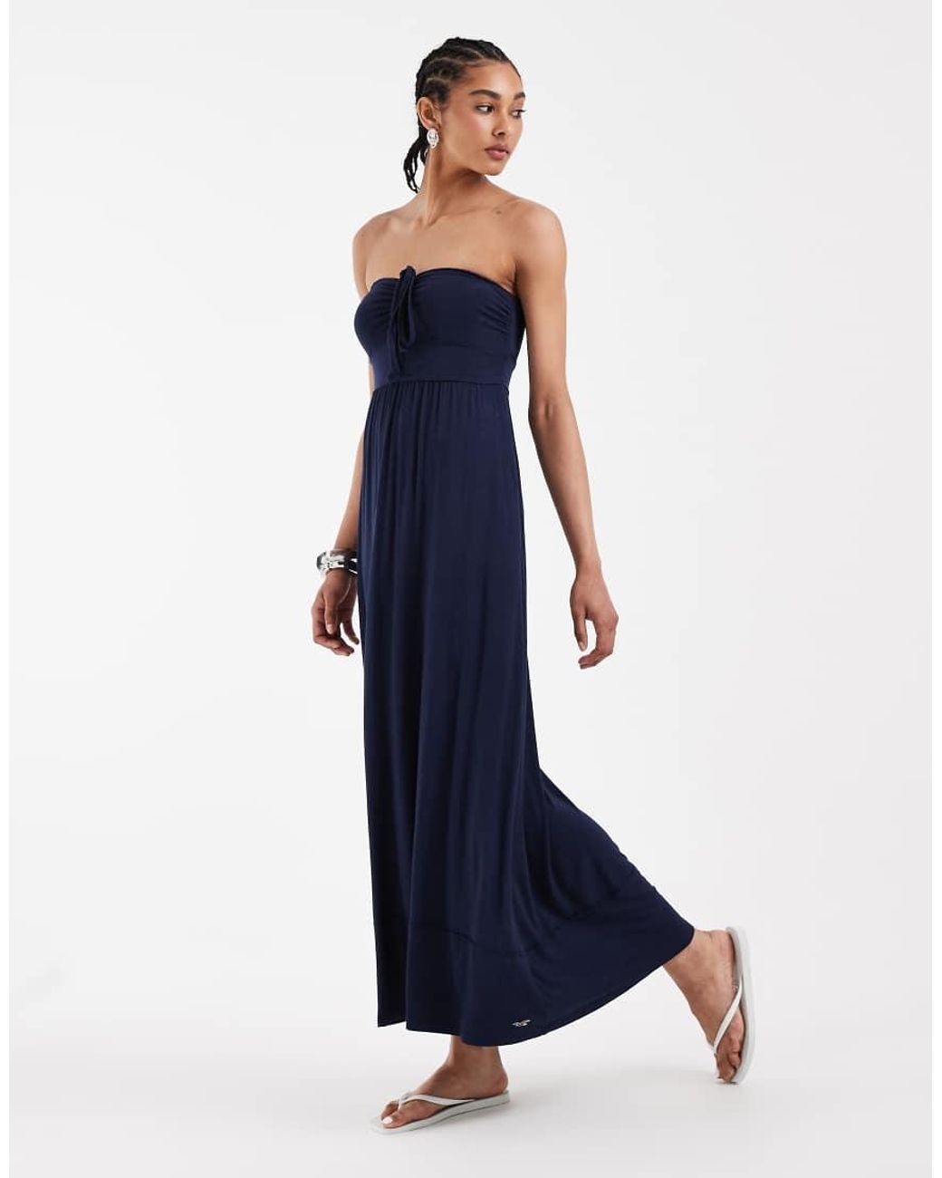 Hollister Blue Jersey Bandeau Maxi Dress