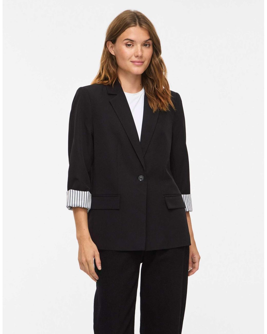 Vila Black Vibonnie einreihiger blazer mit lockerer passform, breitem revers und polsterung