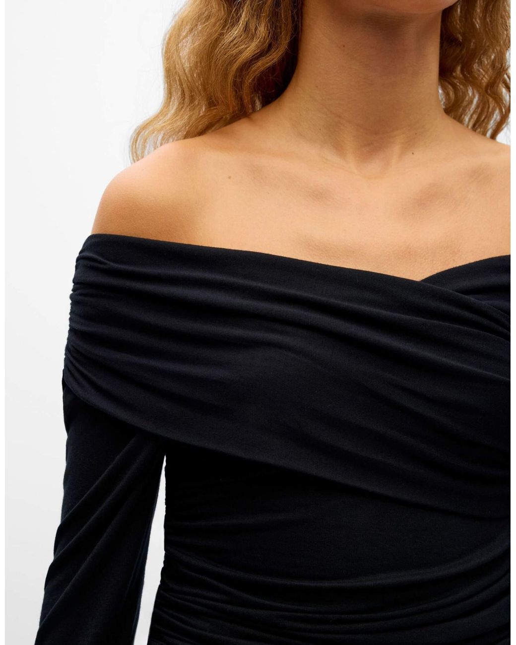 Levih top en jersey coupe slim à col v et manches longues extensible Object en coloris Blue