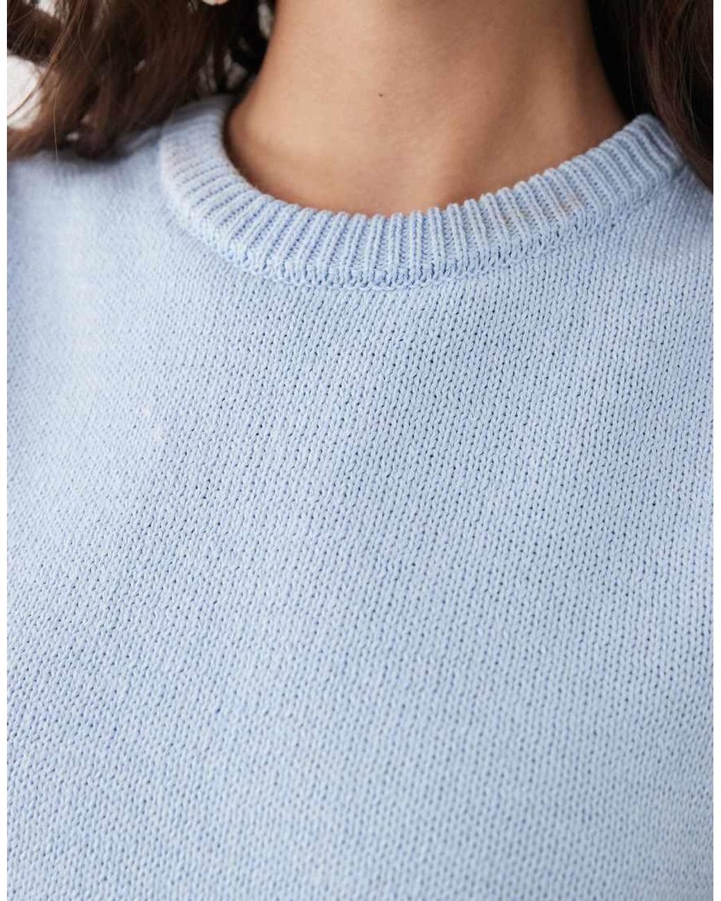 ASOS Blue Knitted Cotton Blend Tank Top