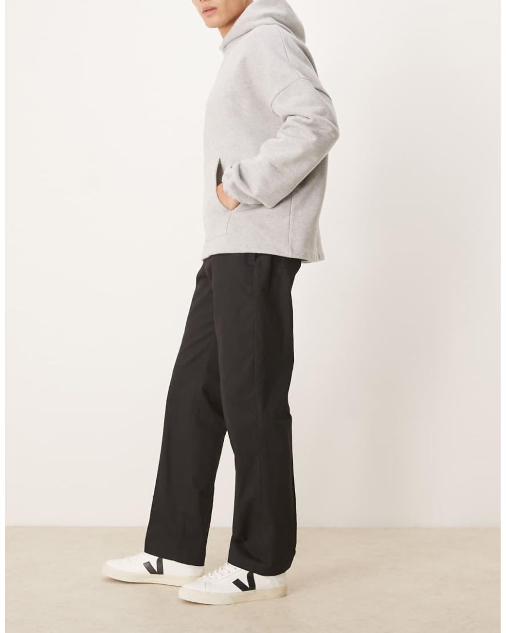 ASOS Natural Smart 100% Cotton Straight Leg Trousers With Elasticated Waist for men