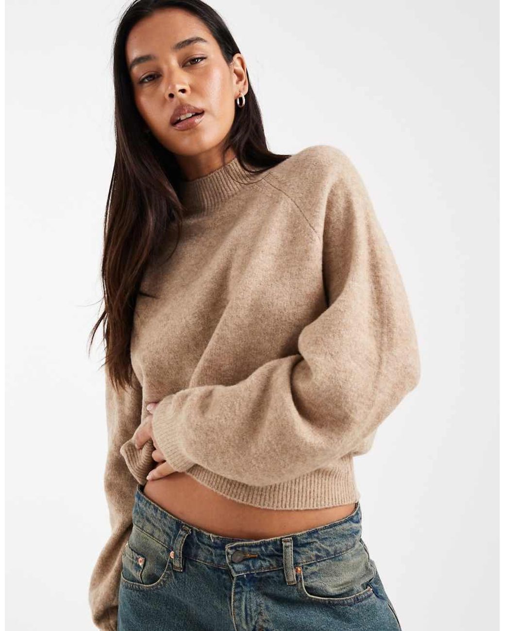 Vero Moda Blue Funnel Neck Volume Sleeve Jumper