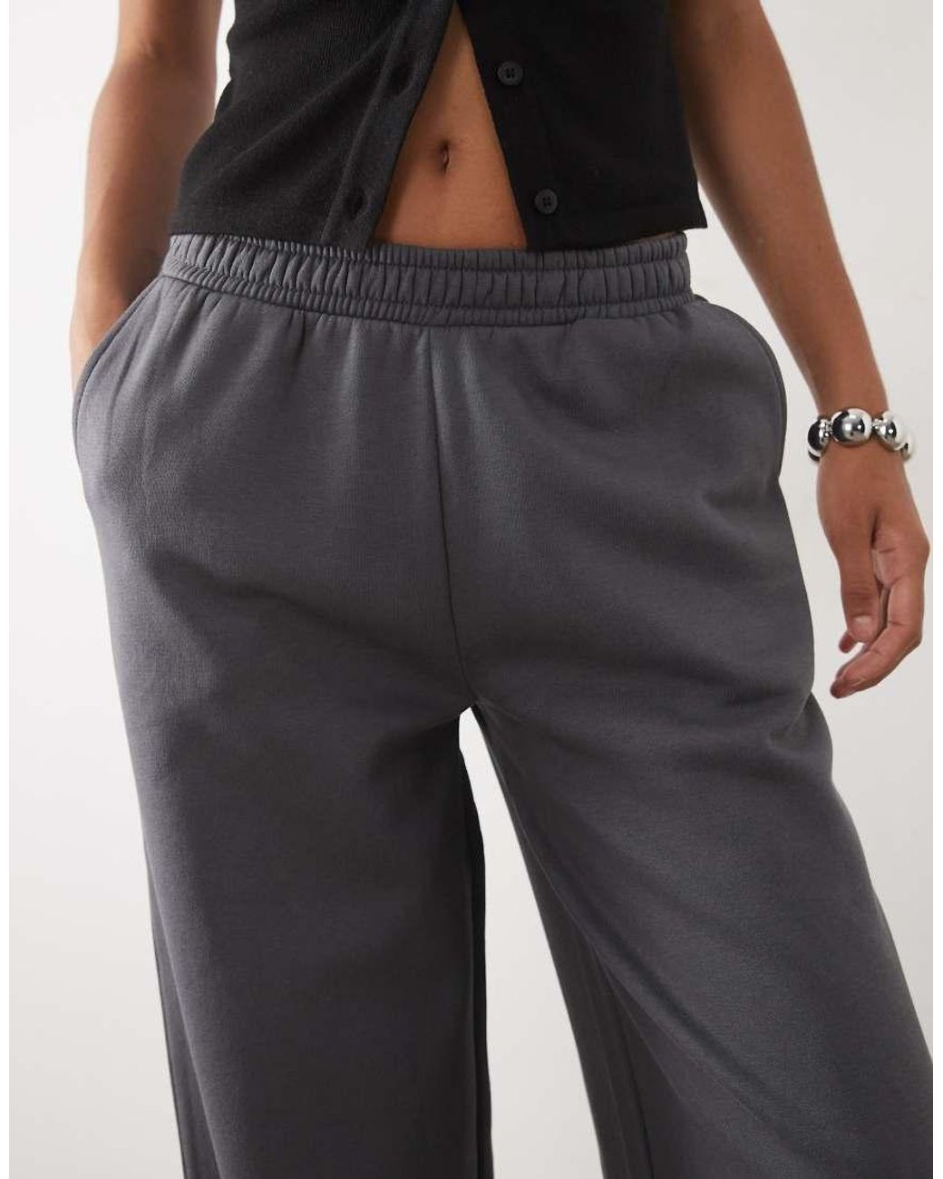 ASOS Gray Asos Design Tall Wide Leg Brushback Jogger