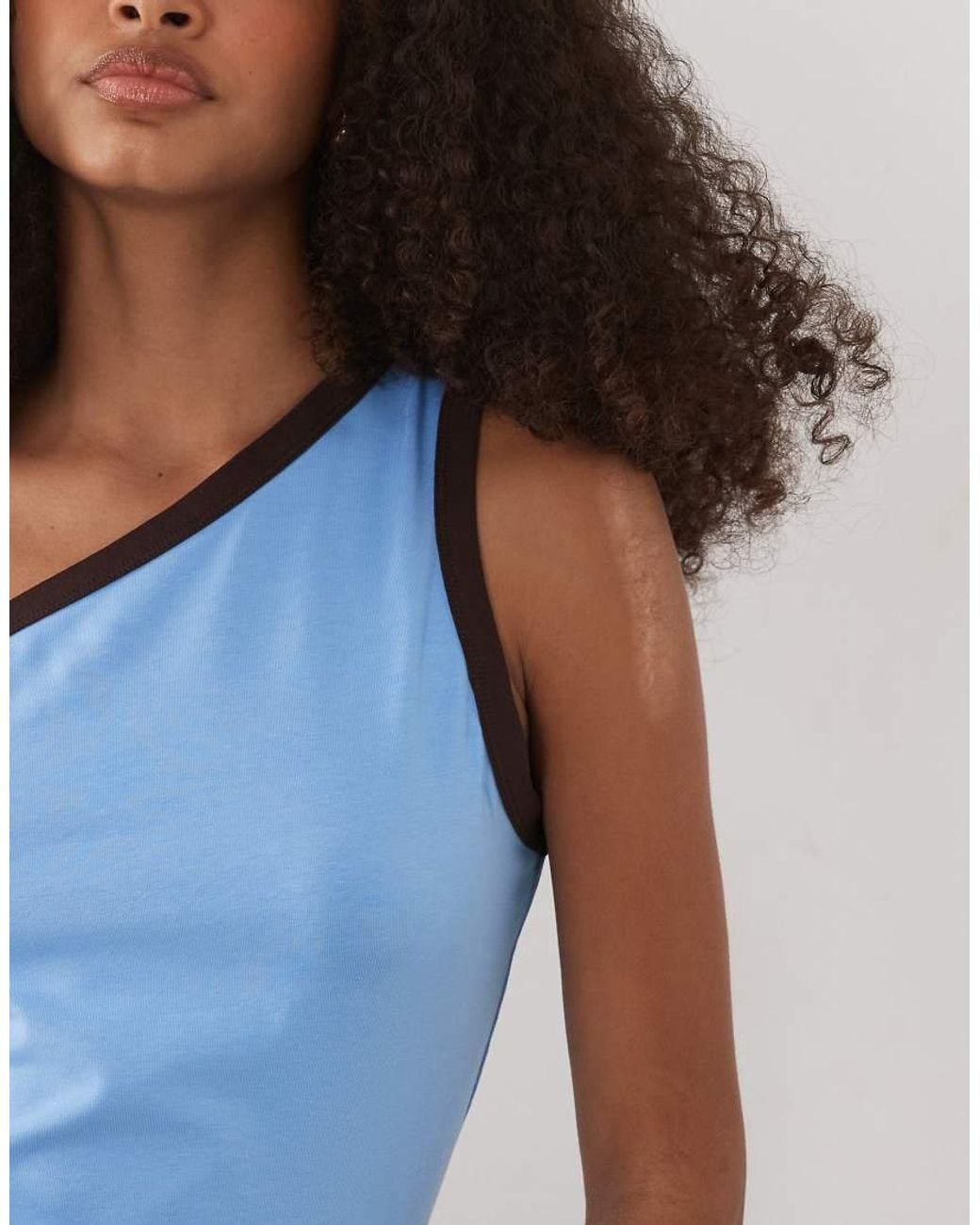 ASOS Blue One-shoulder Ringer Top