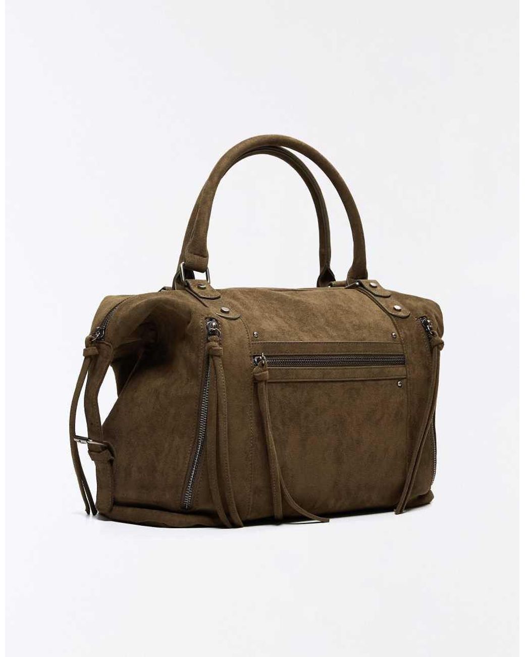Bershka Brown Zip-up Bowling Bag