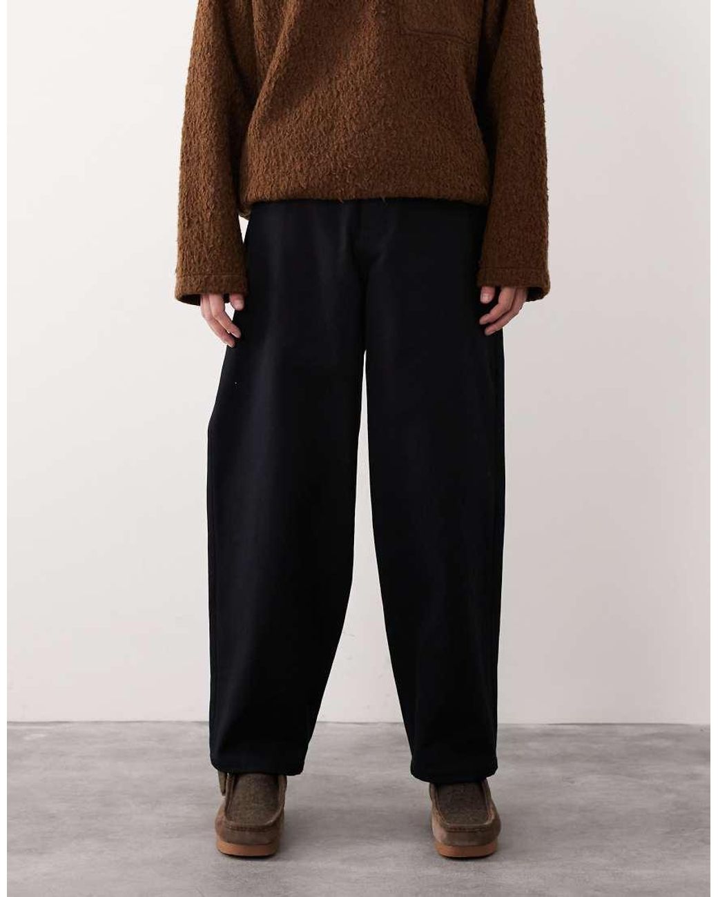 ASOS COLLECTIVE Black Tapered Barrel Trouser for men