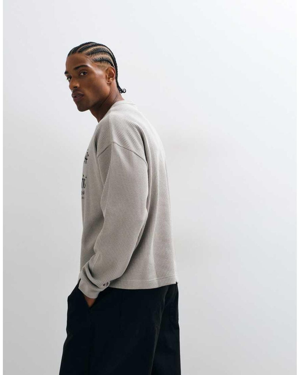 ASOS Gray Super Heavyweight Boxy Oversized T-shirt With Football Graphic for men