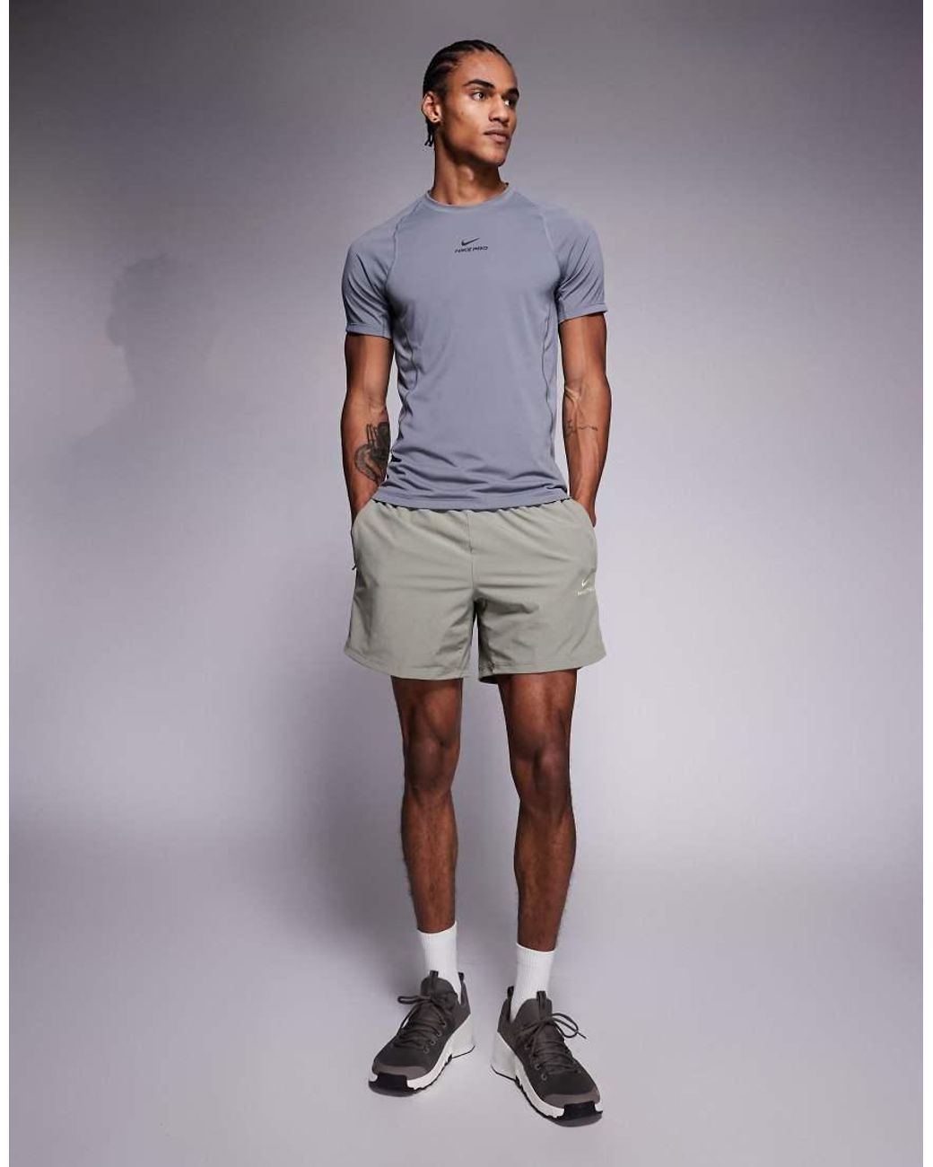 Nike Gray Pro Dri-Fit Muscle Fit T-Shirt for men