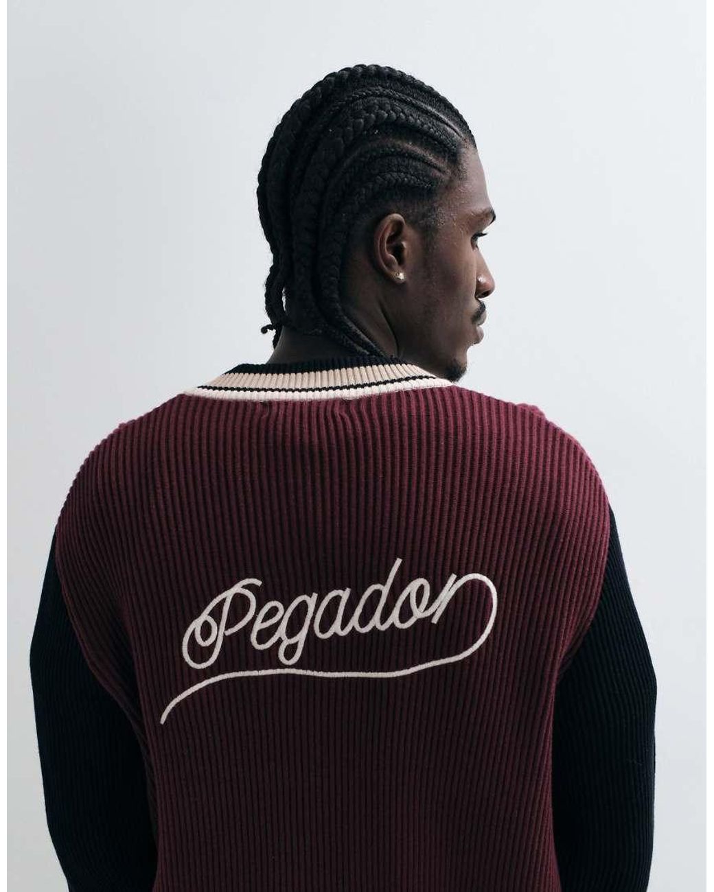 PEGADOR Blue Beget Heavy Knitted Zip Through Jumper for men