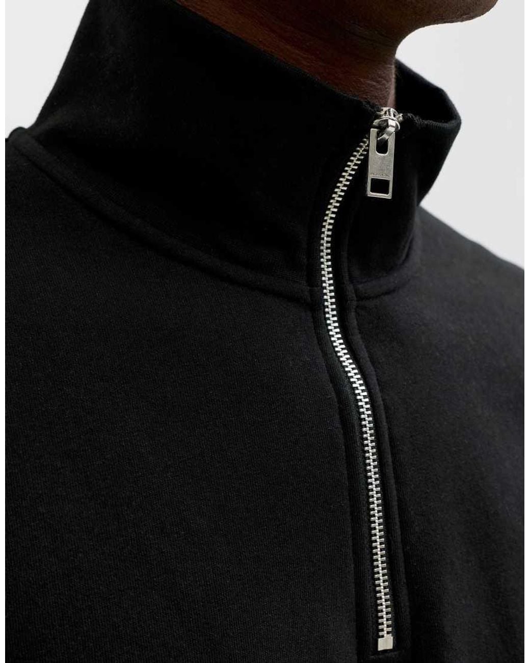 Jack & Jones Black Soho Relaxed Fit Half Zip High-neck Sweatshirt for men
