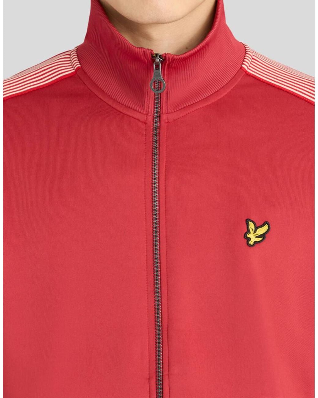 Lyle & Scott Red Mid Layers Striped Taped Track Jacket for men