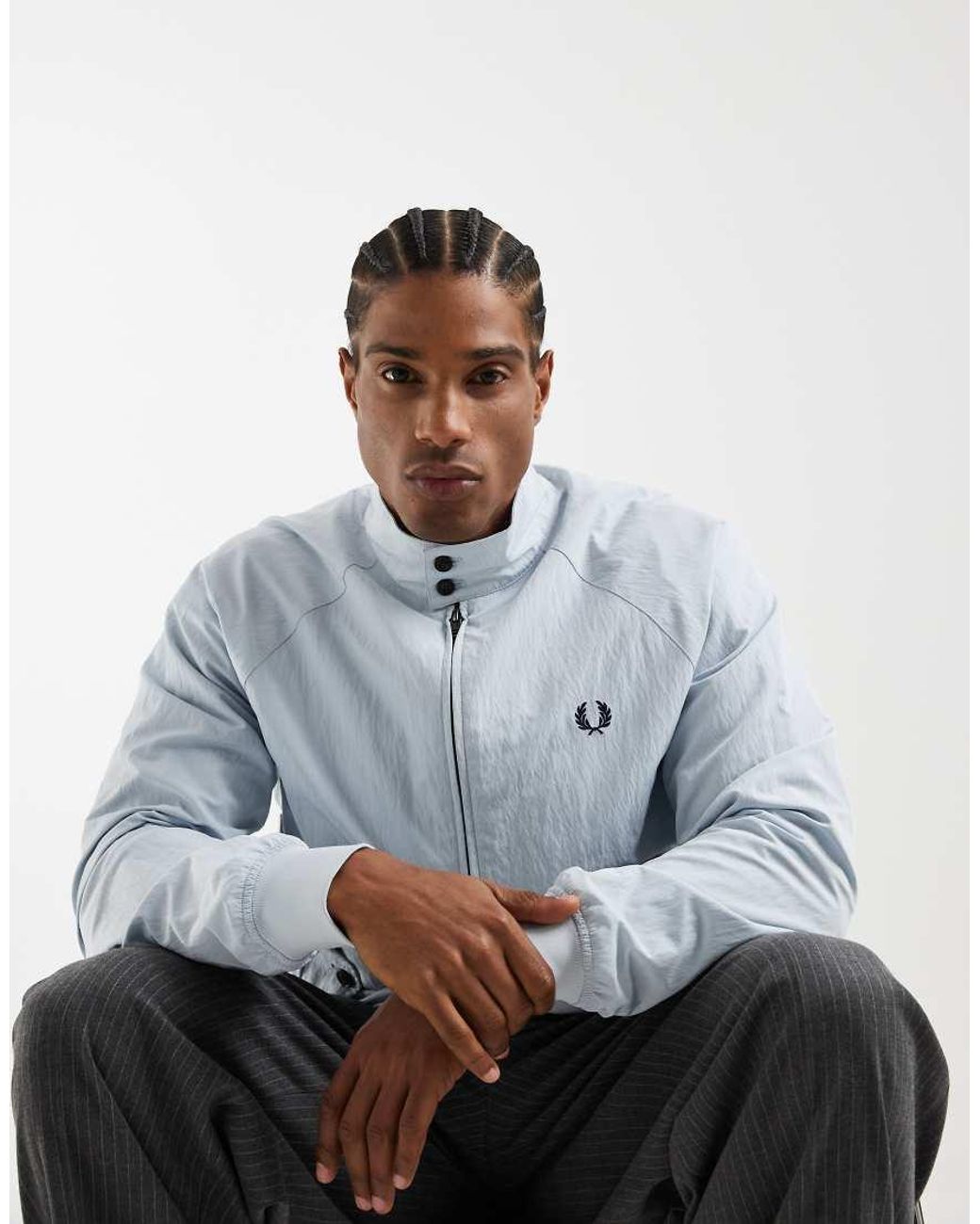 Fred Perry Gray Crinkle Harrington Jacket for men