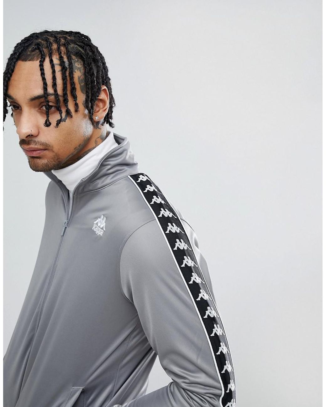 Kappa Track Jacket With Sleeve Taping In Grey in Gray for Men Lyst