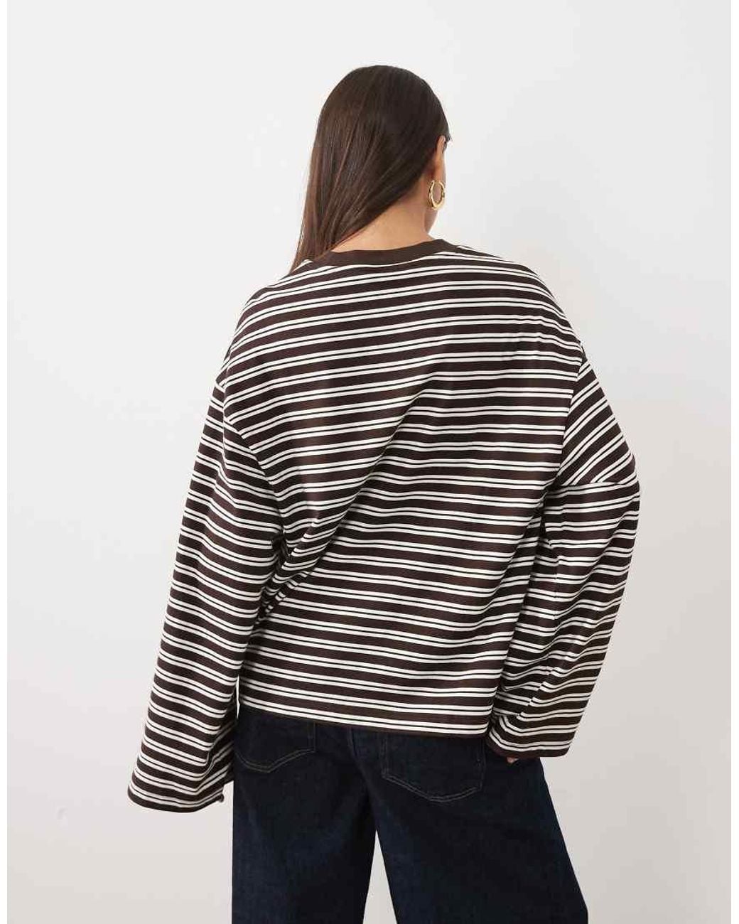 Gina Tricot Brown Long Sleeve Relaxed Fit Long Sleeve Tee