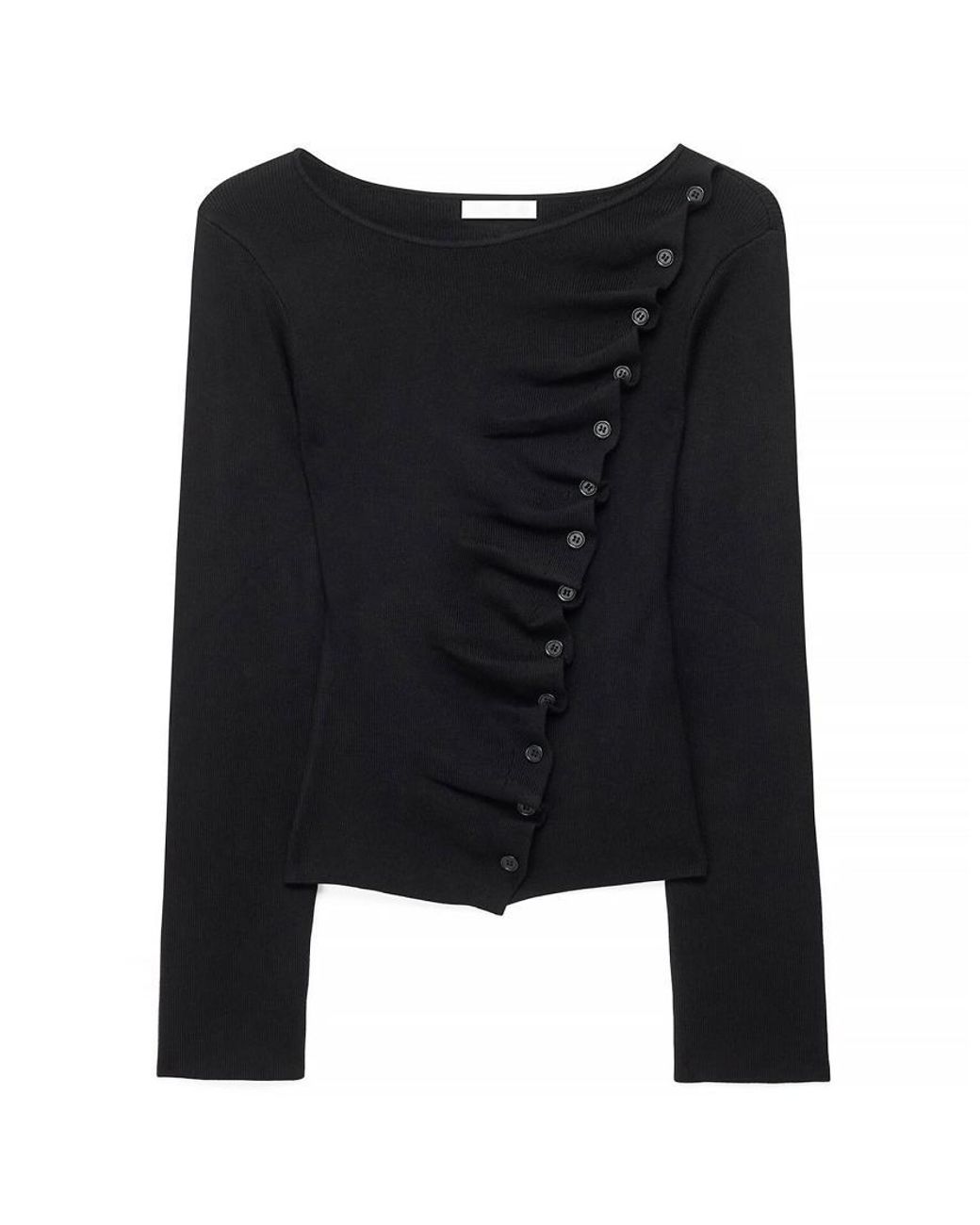 NA-KD Blue Asymmetric Buttoned Knitted Top