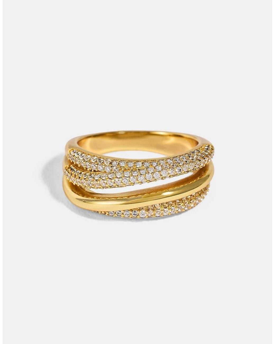 CERNUCCI Metallic Iced Pave Polished Layered Ring