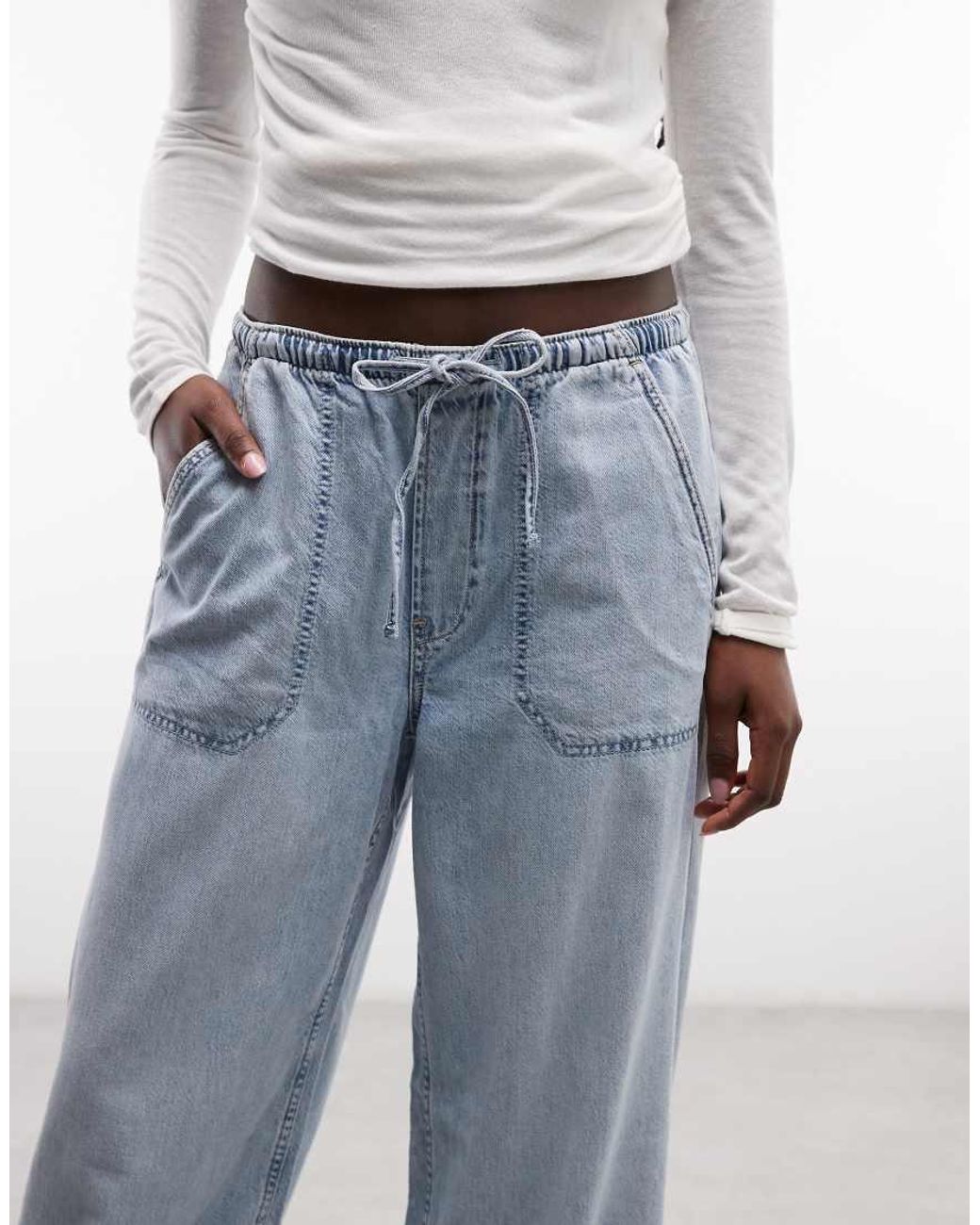 Gap Blue Tie Waist Barrel Leg Jeans