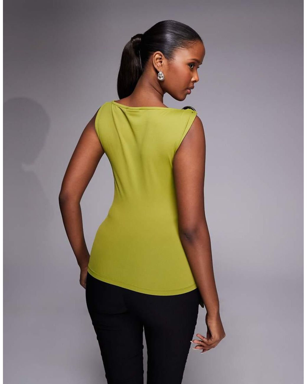 ASOS Green Scarf Top With Hardware Trim