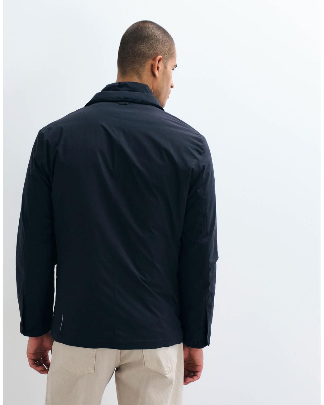 Mango Blue Padded High Neck Jacket for men