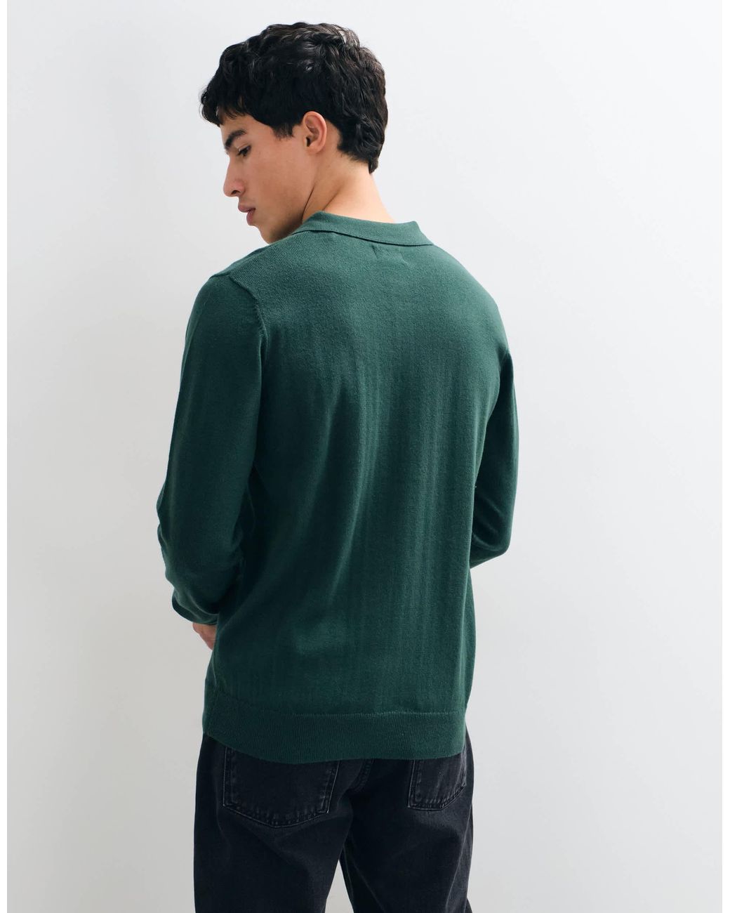 Threadbare Green Knitted Polo for men
