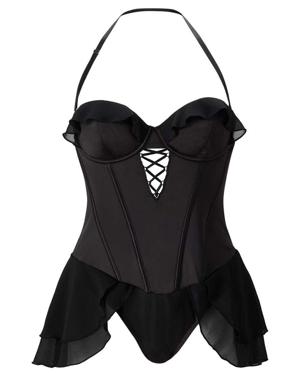 Ann Summers Black Electra Satin Padded Wired Teddy Lingerie