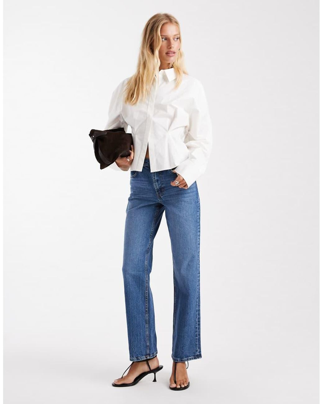 Vaqueros Azul Medio Auténtico Elásticos De Pernera Recta Cómoda De ASOS de color Blue