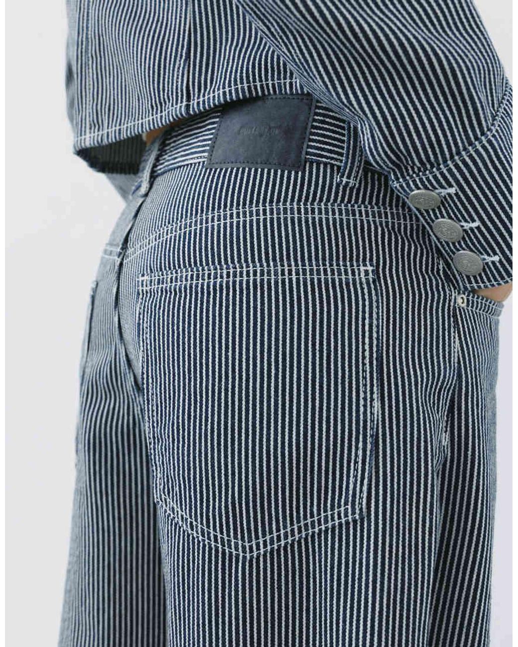 Pull&Bear Blue Low-rise Striped baggy Jeans